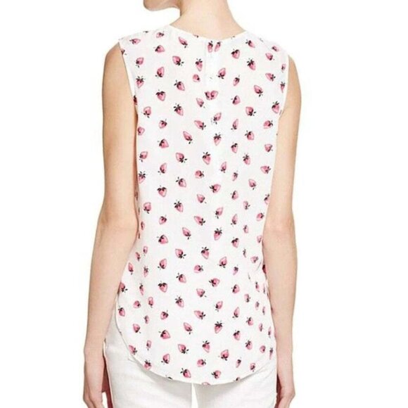 Equipment Lyle Strawberry Silk Tank Top Womens Extra Small White Sleeveless - Picture 2 of 6